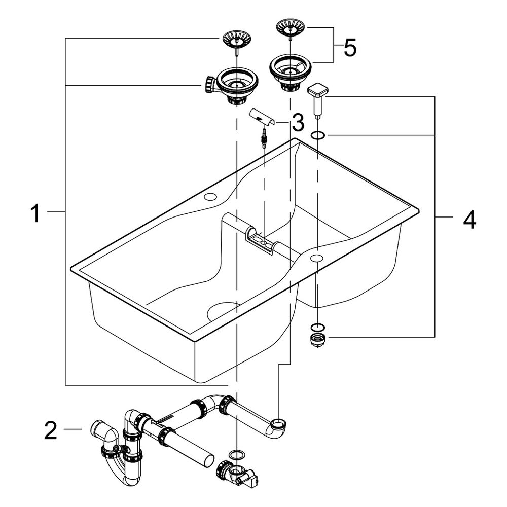 Grohe Kompositspüle K700, 2 Becken, 900x500mm, Granit Schwarz, 31658AP0... GROHE-31658AP0 4005176564222 (Abb. 9)
