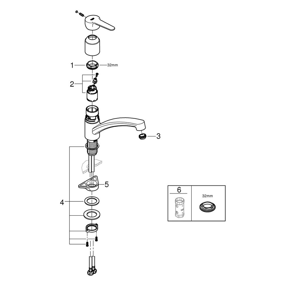 Grohe BauEdge Spültischbatterie Einlochmontage Einhand, 140 Grad Schwenkbereich, Chrom... GROHE-31680000 4005176530487 (Abb. 14)