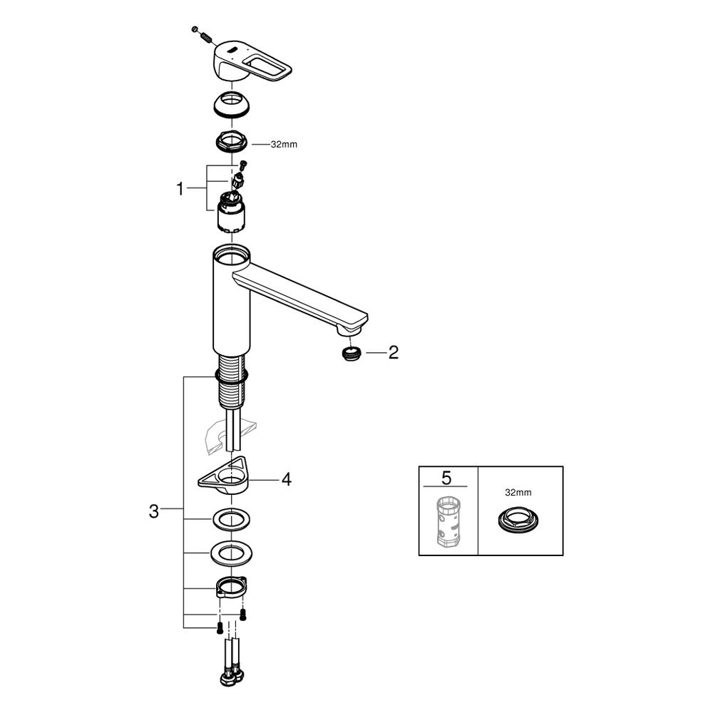 Grohe BauLoop Einhand-Spültischbatterie, 1-Loch-Montage, mittelhoher Auslauf, Chrom, 3... GROHE-31706000 4005176530449 (Abb. 13)