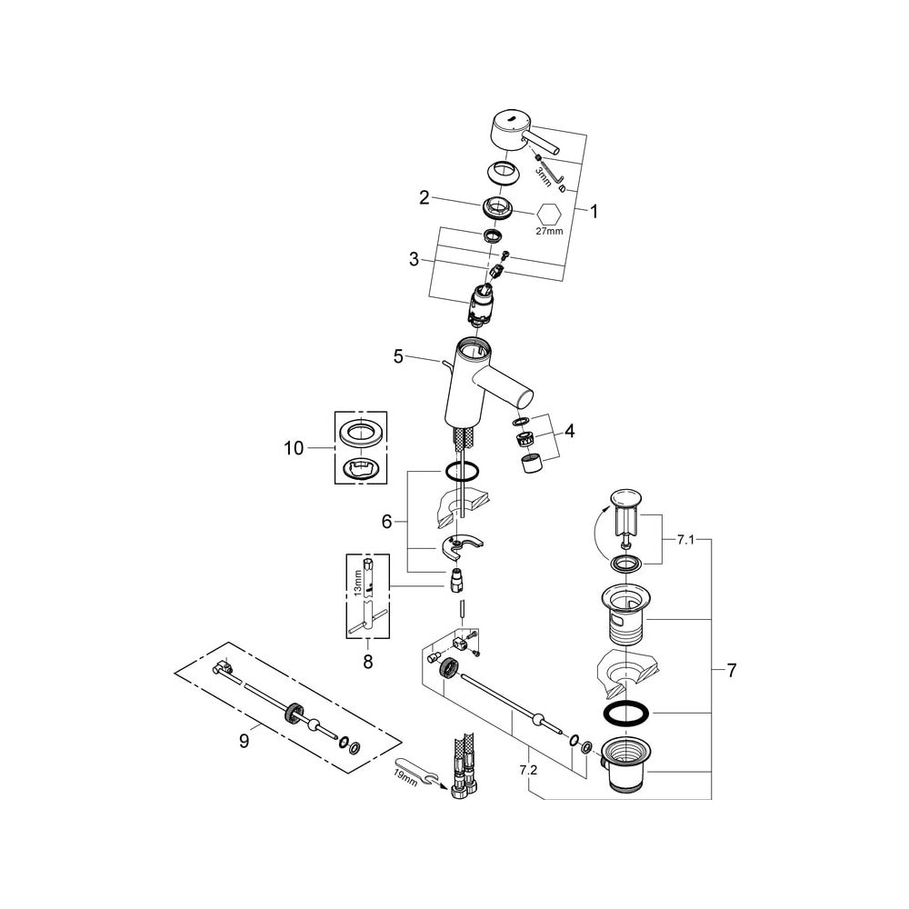 Grohe Concetto Einhand-Waschtischbatterie, Zugstangen-Garnitur, Chrom, 32204001... GROHE-32204001 4005176887338 (Abb. 9)