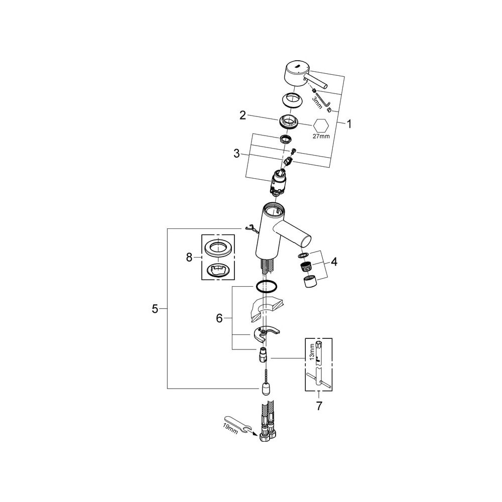 Grohe Concetto Einhand-Waschtischbatterie, EcoJoy, mit Kette, Chrom, 3220610E... GROHE-3220610E 4005176906787 (Abb. 5)