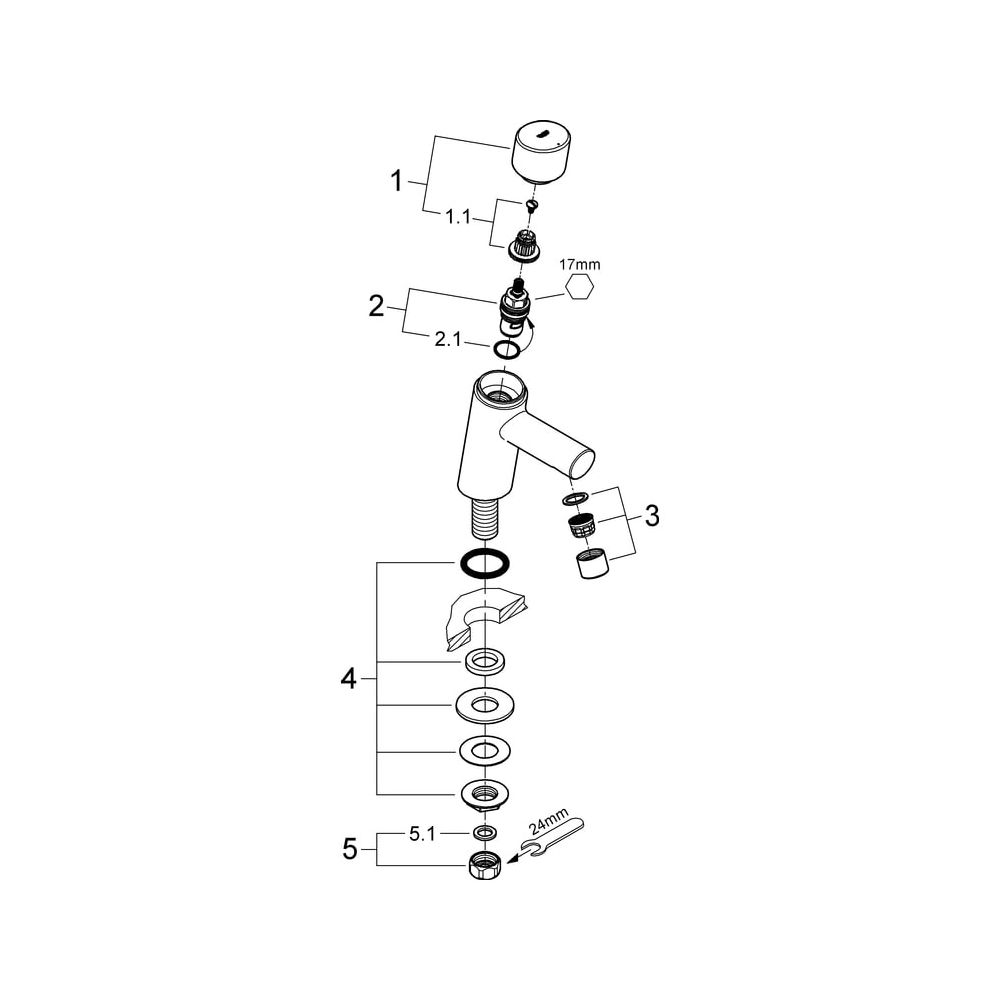 Grohe Concetto Standventil mit Keramik-Oberteil, Chrom, 32207001... GROHE-32207001 4005176888878 (Abb. 6)