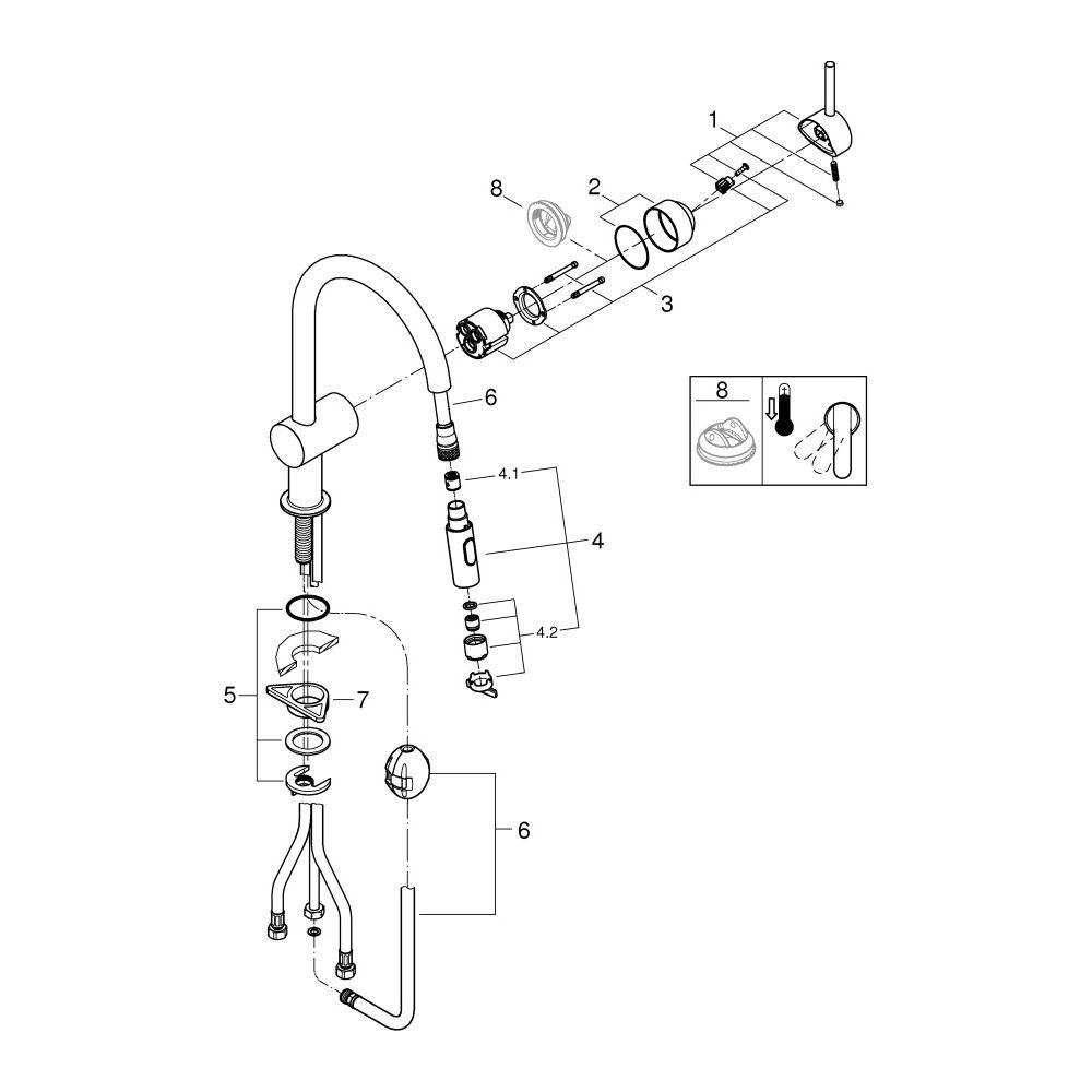 Grohe Minta Einhand-Spültischbatterie, 1-Loch-Montage, C-Schwenkauslauf, Dual-Spülbr. h... GROHE-32321DC2 4005176465116 (Abb. 8)