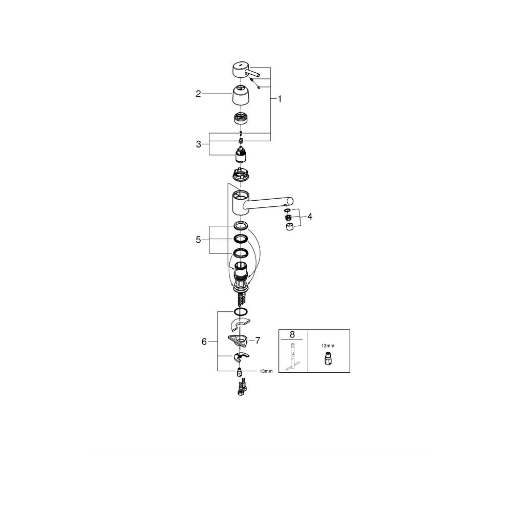 Grohe Concetto Einhand-Spültischbatterie, 1-Loch-Montage, flacher Auslauf, Chrom, 32659... GROHE-32659001 4005176886713 (Abb. 6)