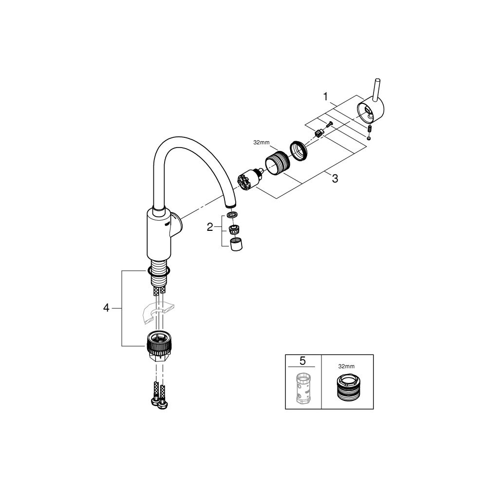 Grohe Concetto Einhand-Spültischbatterie, 1-Loch-Montage, hoher Auslauf, Chrom, 326610... GROHE-32661003 4005176466823 (Abb. 11)