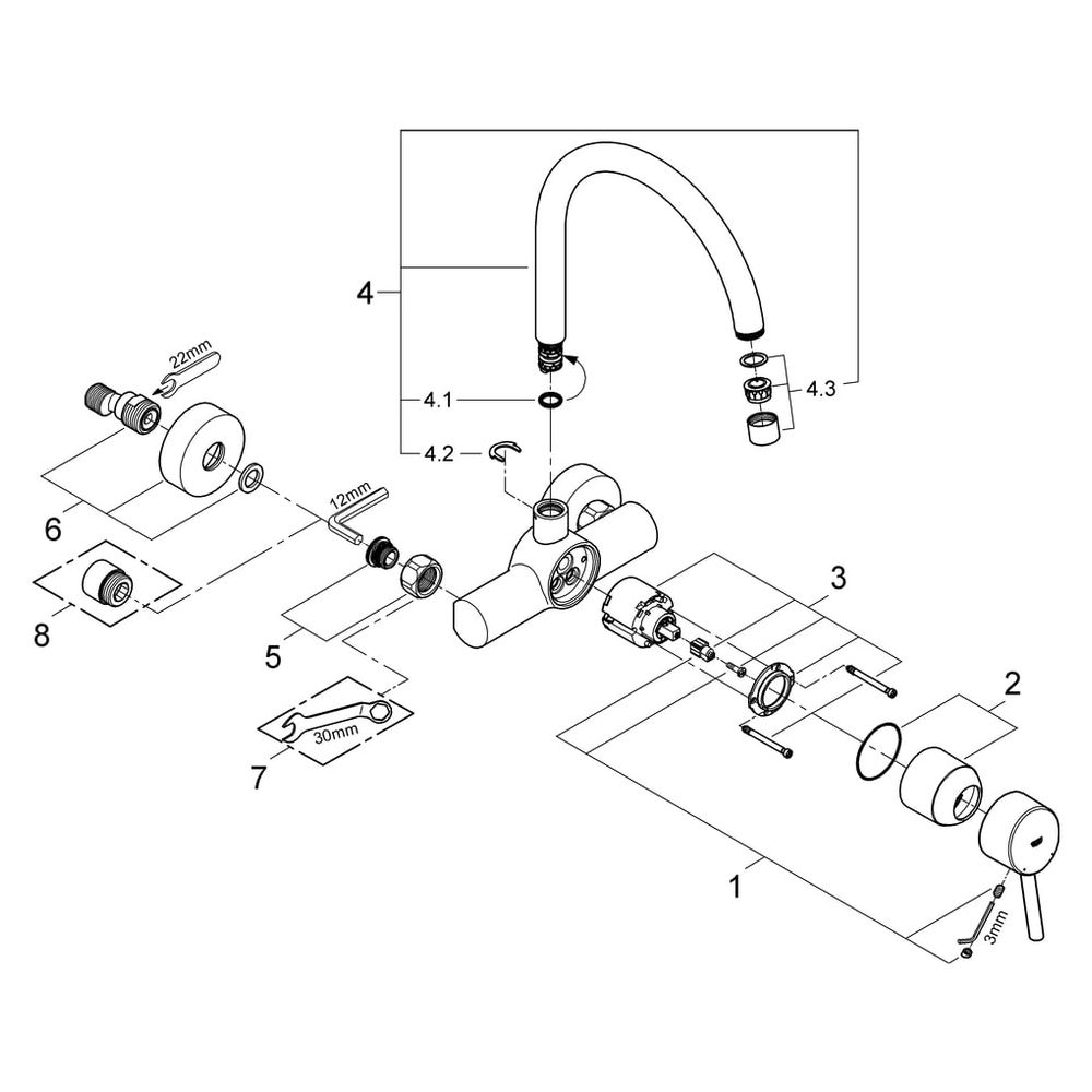 Grohe Concetto Einhand-Spültischbatterie, 1-Loch-Montage, Wandmontage, Chrom, 32667001... GROHE-32667001 4005176887420 (Abb. 6)