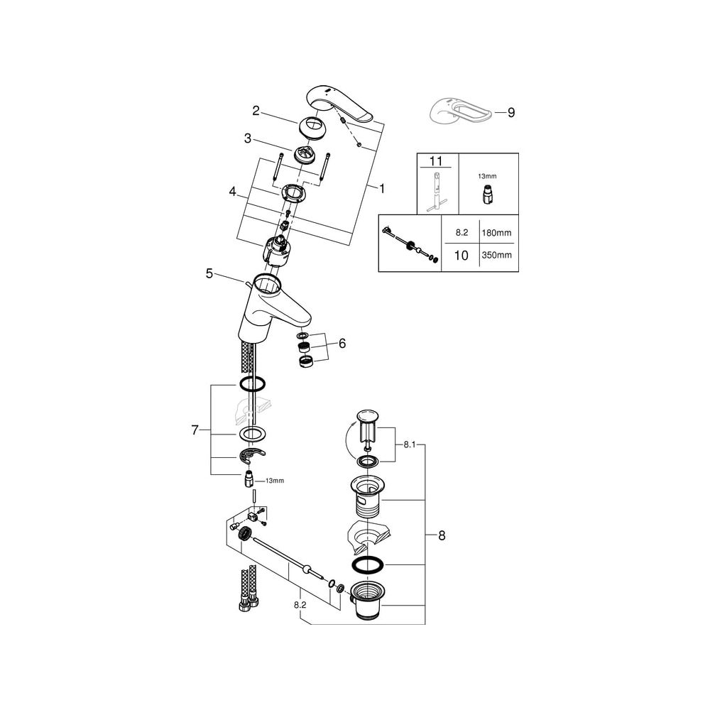 Grohe Eurosmart Care Einhand-Waschtischbatterie, 1-Loch-Montage, Zugstangen-Garnitur, 4... GROHE-32766000 4005176871061 (Abb. 5)