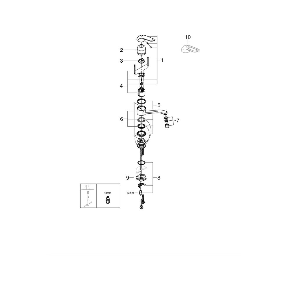 Grohe Eurosmart Care Einhand-Spültischbatterie, 1-Loch-Montage, hoher schwenkbarer Rohr... GROHE-32787000 4005176871870 (Abb. 8)