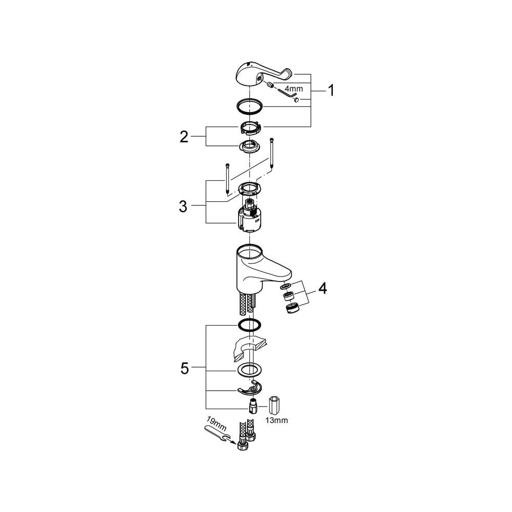 Grohe Eurosmart Care Einhand-Sicherheitsmisch-Waschtischbatterie, Einloch, glatter Körp... GROHE-32789000 4005176871894 (Abb. 6)