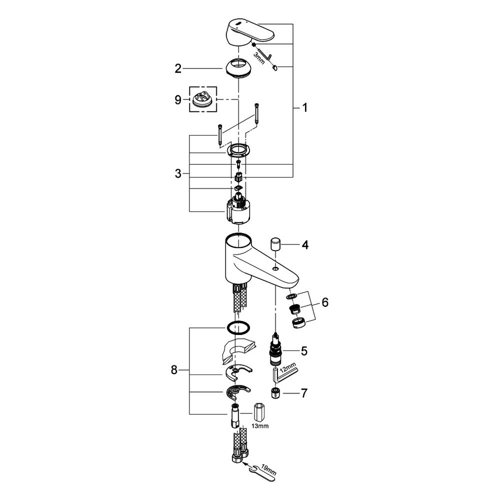 Grohe Eurosmart Cosmopolitan Einhand-Wannenbatterie, Keramikkartusche mit Eco-Override-... GROHE-32836000 4005176874758 (Abb. 4)