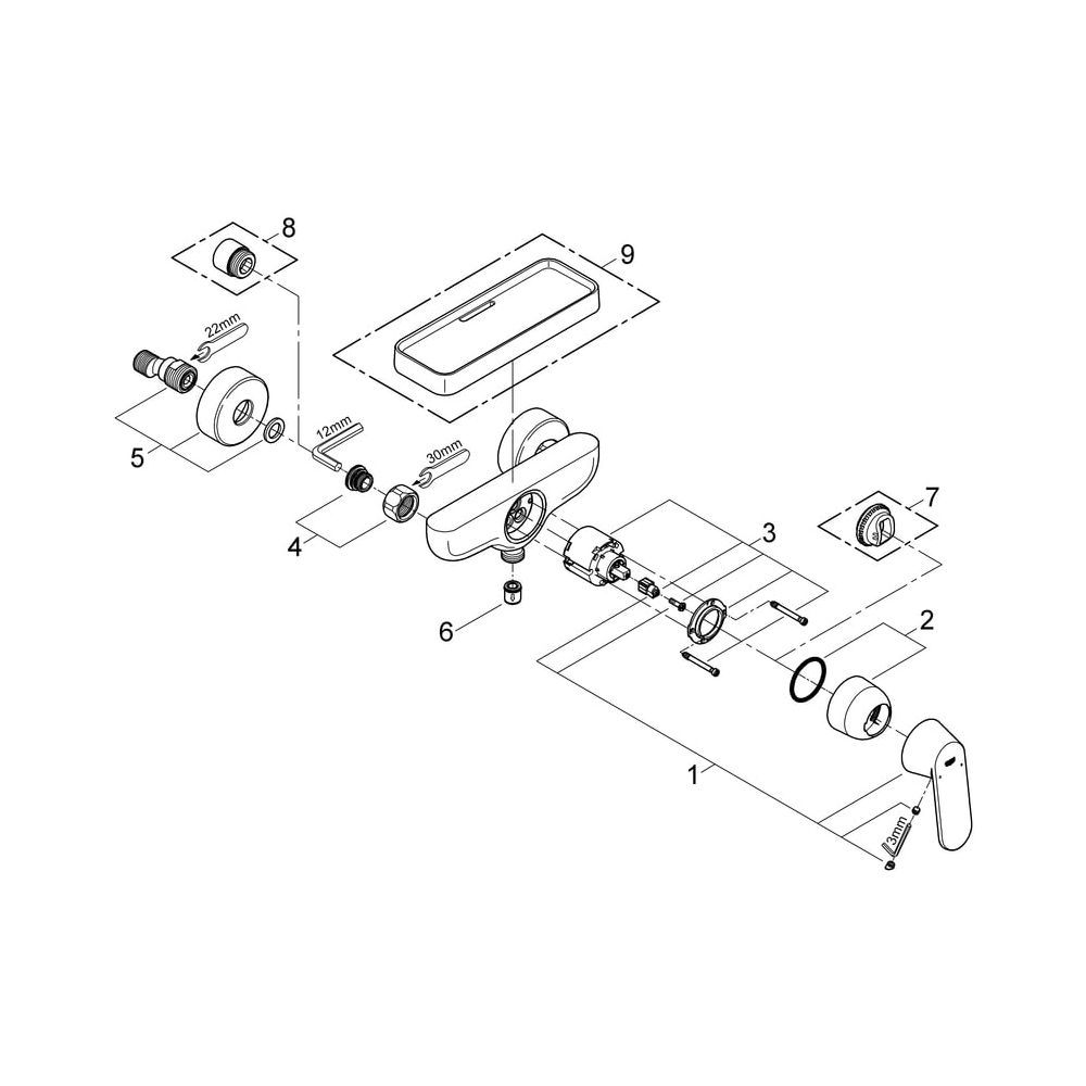 Grohe Eurosmart Brausebatterie C DN 15 Wandmontage, Chrom, 32837000... GROHE-32837000 4005176874772 (Abb. 7)