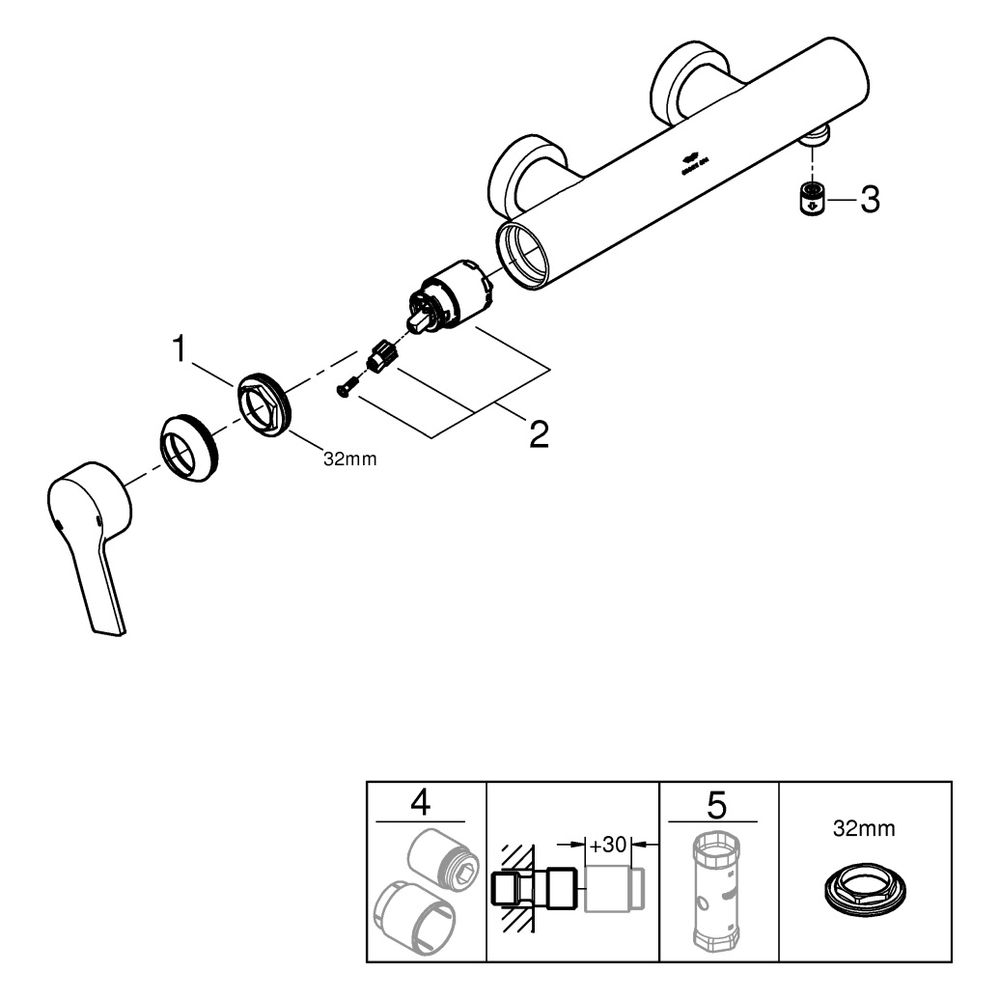 Grohe Allure Einhand-Brausebatterie, Wandmontage, eigensicher, Cool Sunrise gebürstet, ... GROHE-32846GN1 4005176506734 (Abb. 8)
