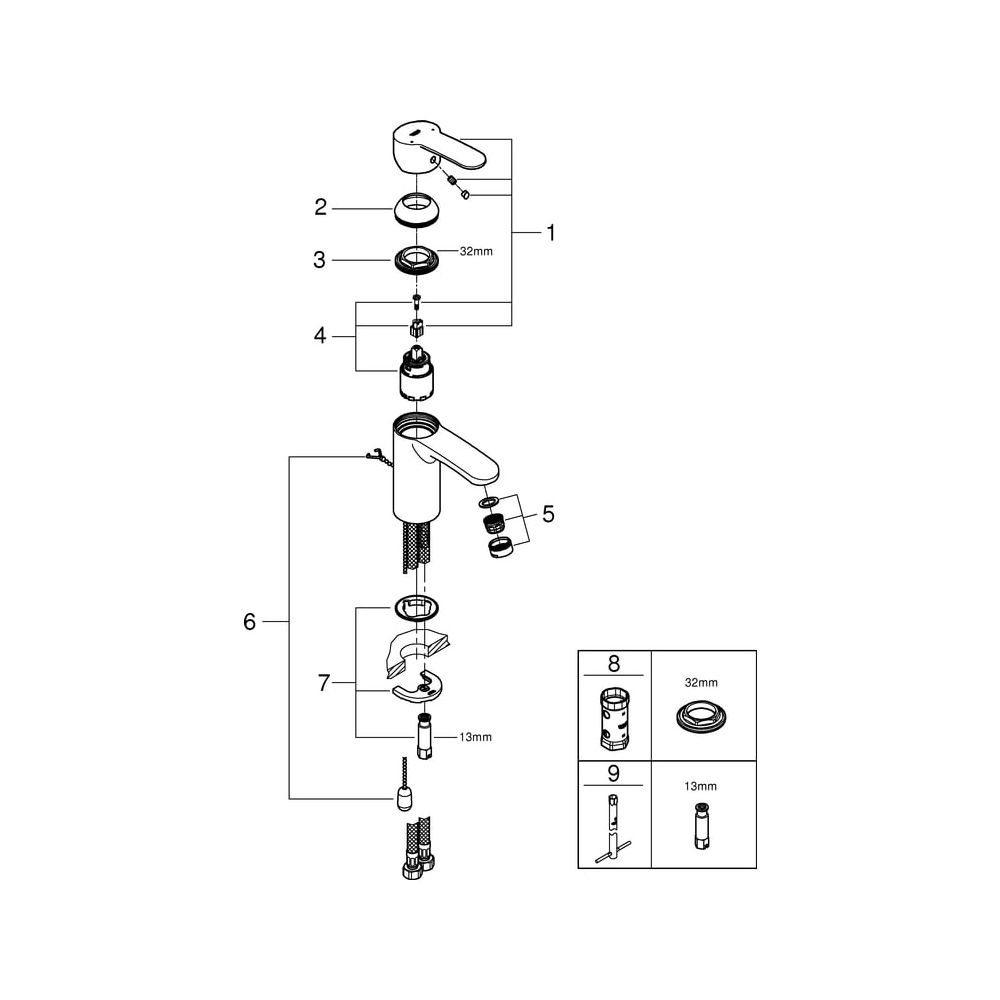 Grohe Eurostyle Cosmopolitan Einhand-Waschtischbatterie, S-Size, versenkbare Kette, Chr... GROHE-3355720E 4005176906572 (Abb. 6)
