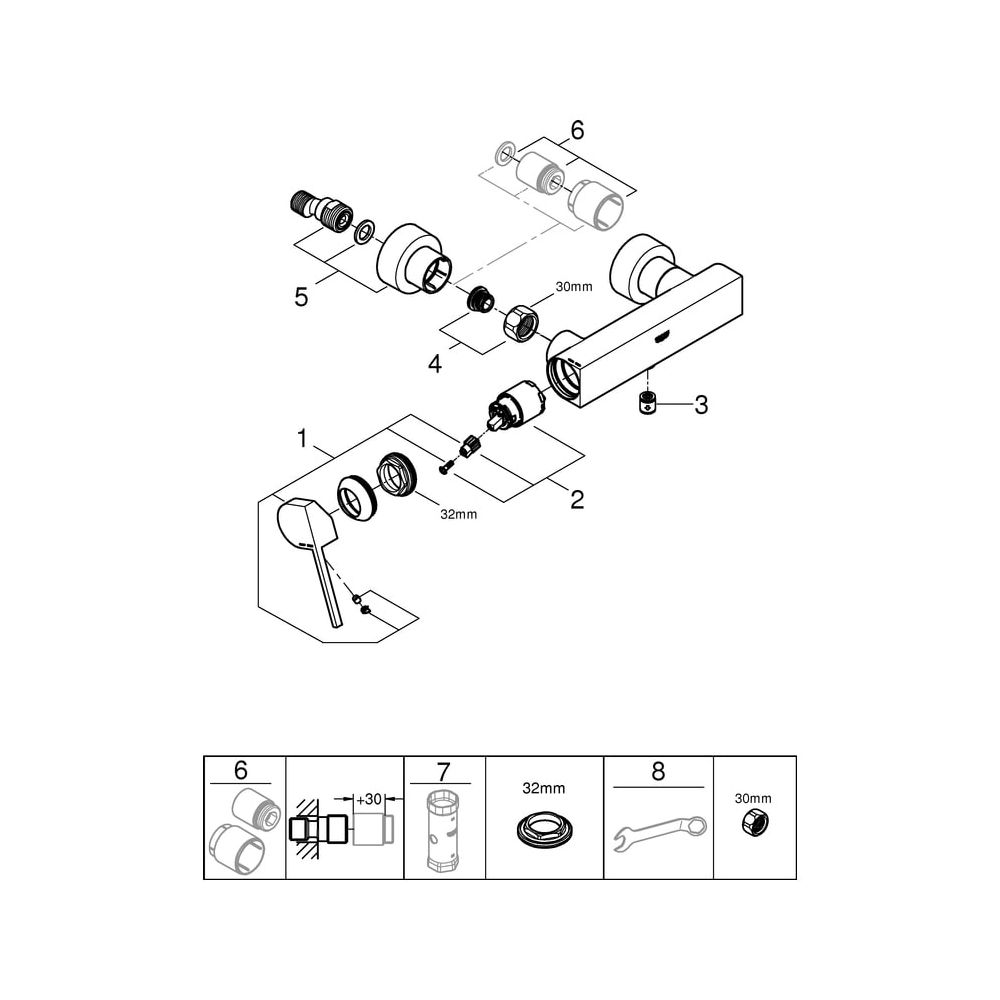 Grohe Plus Einhand-Brausebatterie, Aufputz Wandmontage, schmaler Griff, Supersteel, 335... GROHE-33577DC3 4005176574139 (Abb. 8)