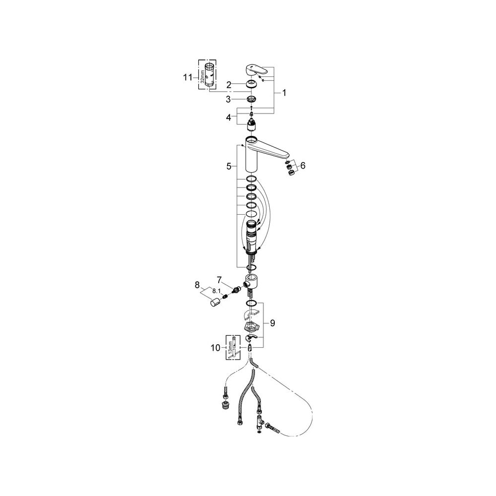 Grohe Eurodisc 1-Loch-Einhand-Spültischbatterie C flacher Auslauf Gussauslauf, Chrom, 3... GROHE-33770002 4005176888137 (Abb. 7)