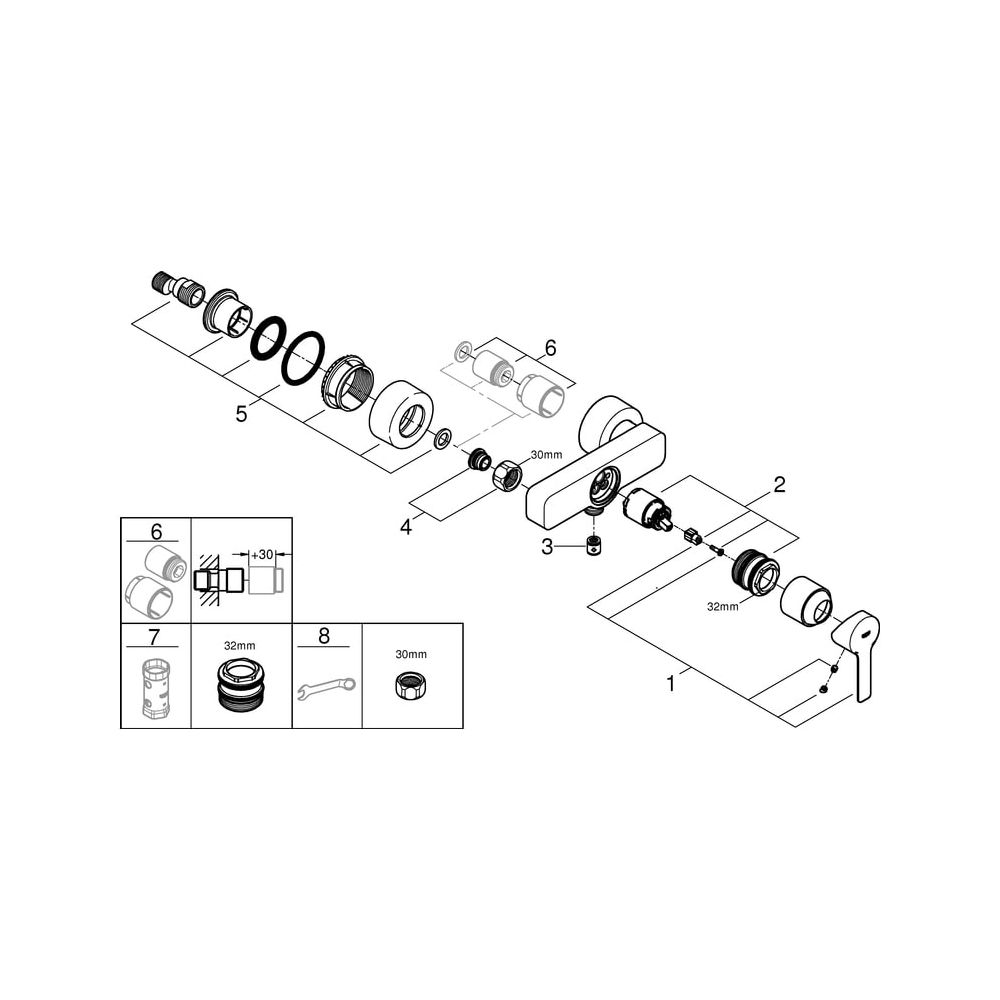 Grohe Lineare Einhand-Brausebatterie, Aufputz Wandmontage, mit Temperaturbegrenzer, Har... GROHE-33865AL1 4005176586217 (Abb. 5)