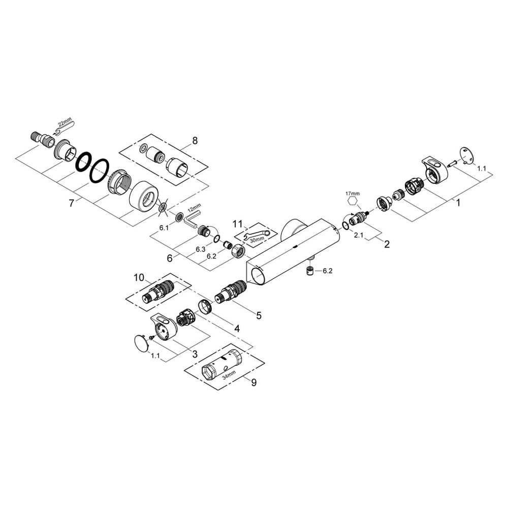 Grohe Grohtherm 2000 Thermostat-Brausebatterie Wandmontage, Chrom, 34169001... GROHE-34169001 4005176926518 (Abb. 9)