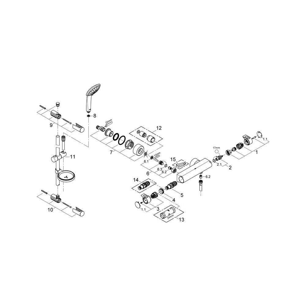Grohe Grohtherm 2000 Thermostat-Brausebatterie, mit Brausegarnitur Euphoria 110 Massage... GROHE-34195001 4005176926631 (Abb. 6)