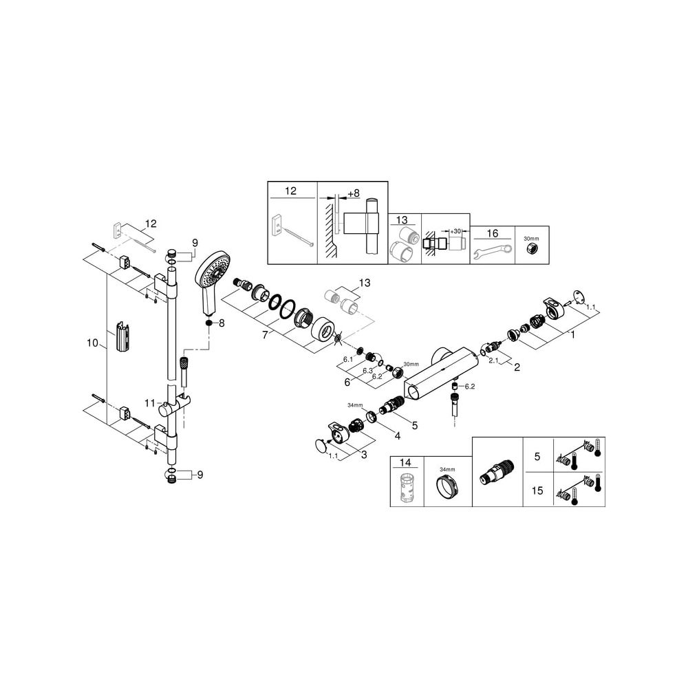 Grohe Grohtherm 2000 Thermostat-Brausebatterie, mit Brausegarnitur Power and Soul Cosmo... GROHE-34482001 4005176932502 (Abb. 6)