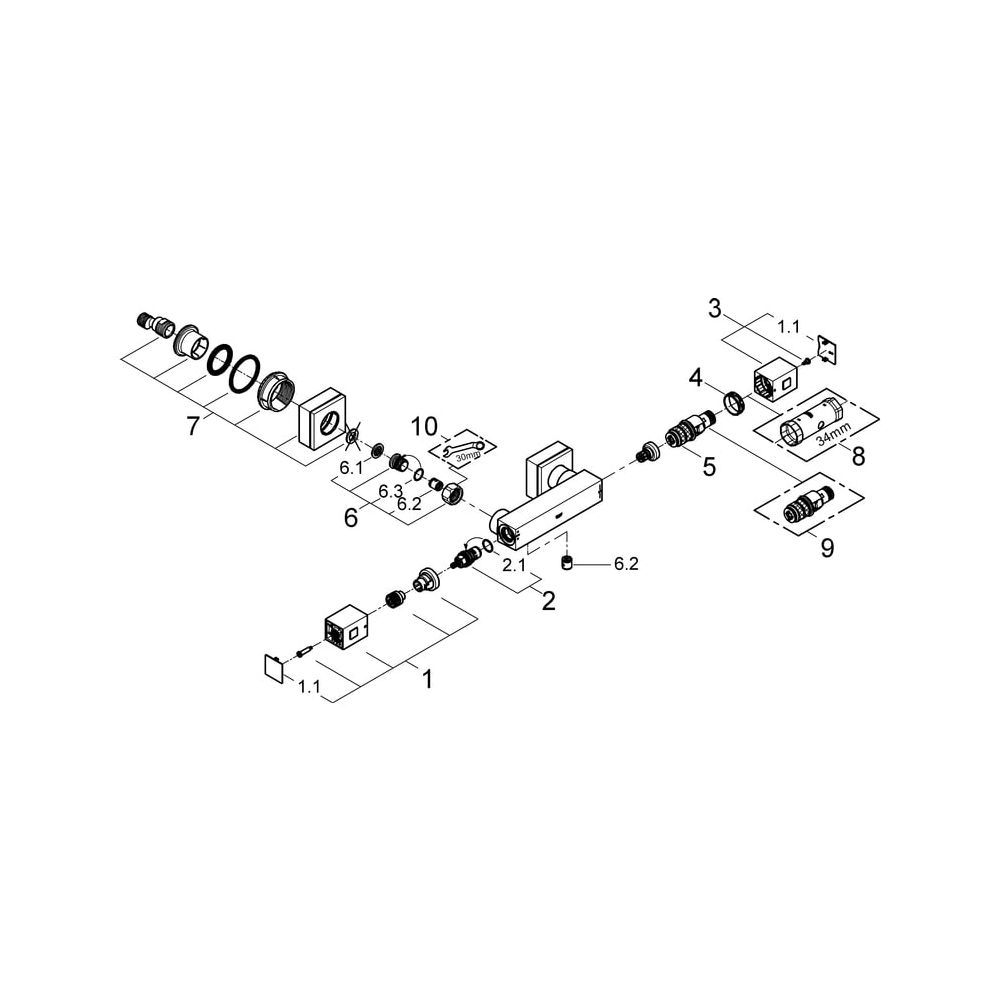 Grohe Grohtherm Cube Thermostat-Brausebatterie, Chrom, 34488000... GROHE-34488000 4005176940620 (Abb. 6)