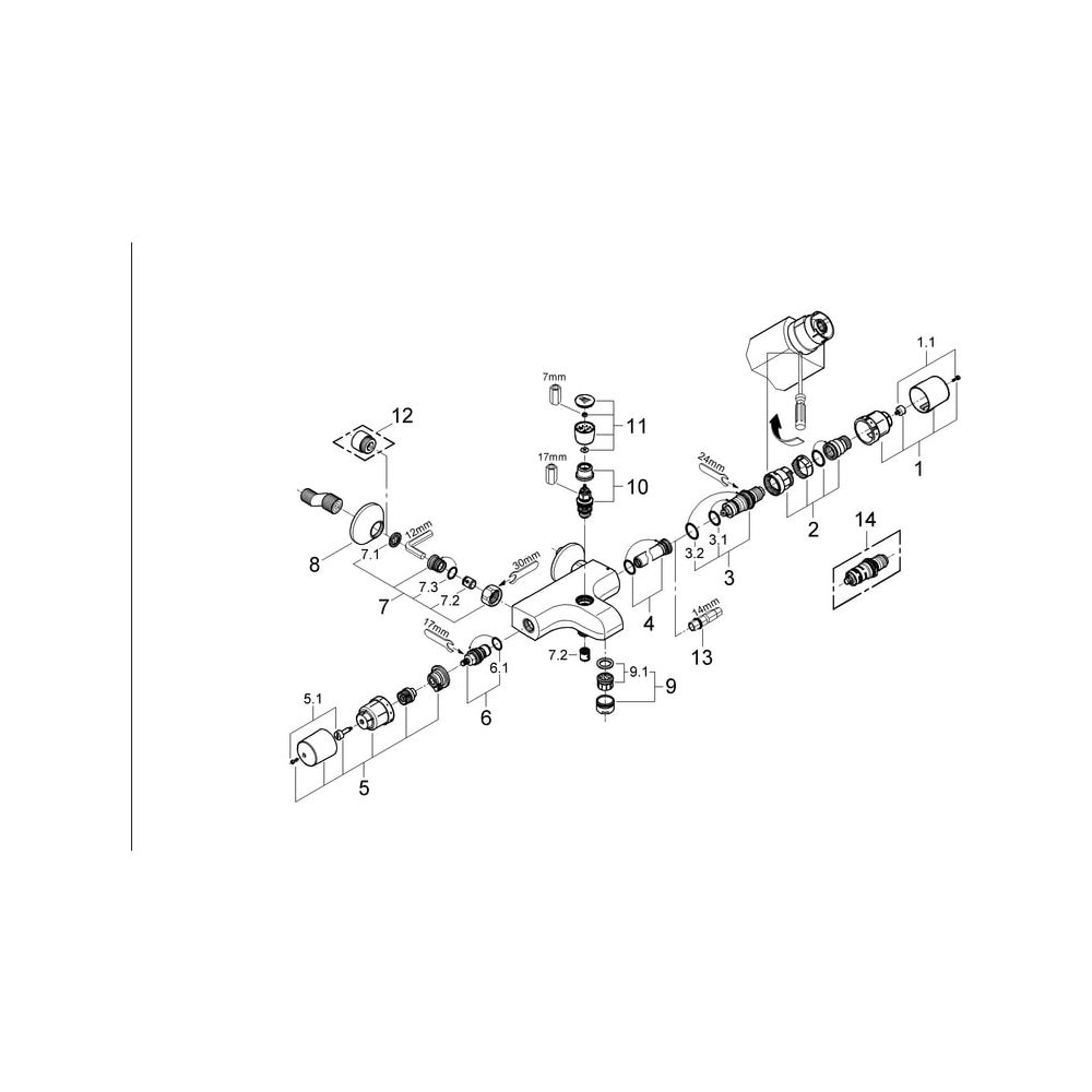 Grohe Thermostat-Brausebatterie Grohtherm 1000 QuickFix S-Anschlüsse, Chrom, 34550000... GROHE-34550000 4005176309670 (Abb. 5)