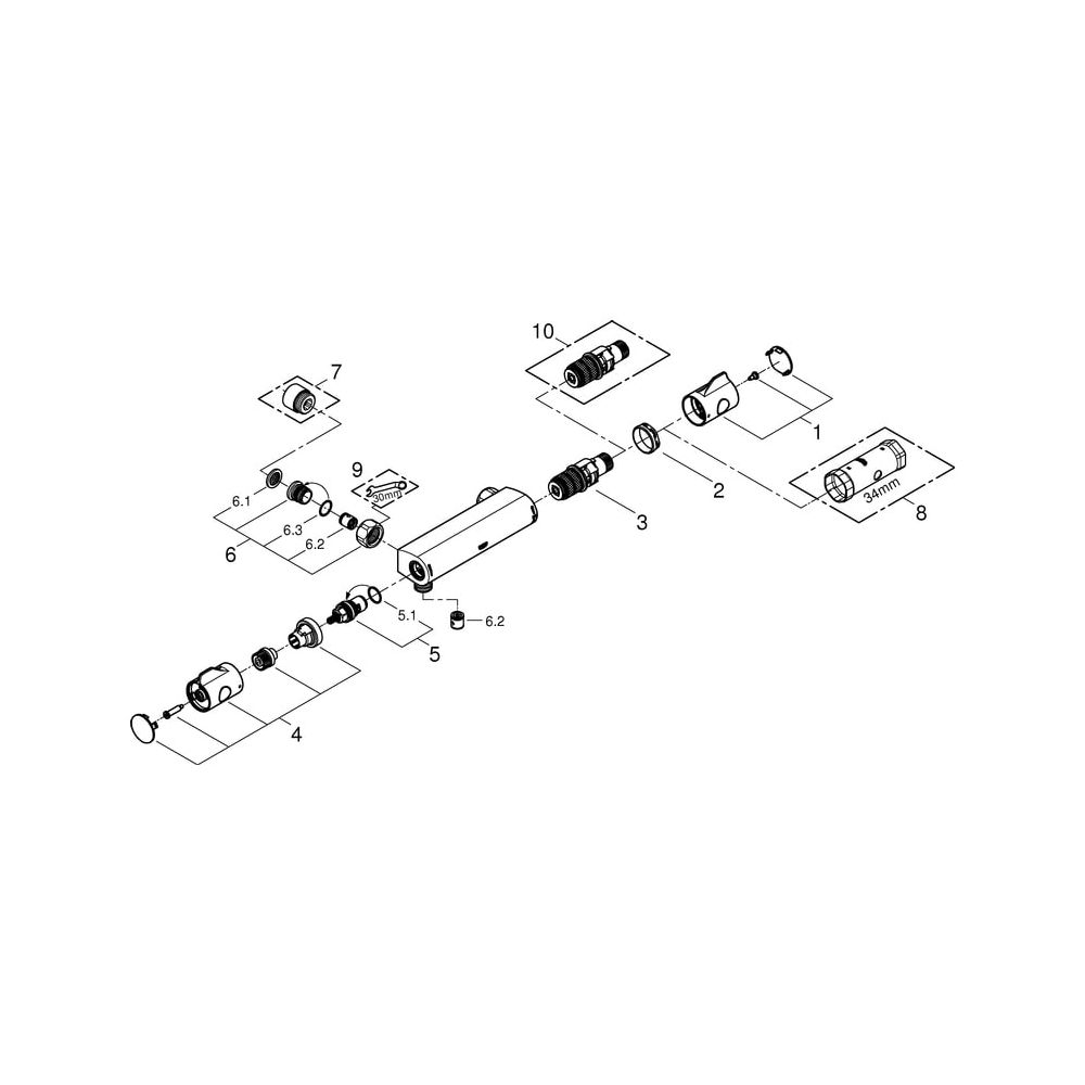 Grohe Grohtherm 800 Thermostat-Brausebatterie, Wandmontage, ohne Anschlüsse, Chrom, 345... GROHE-34561000 4005176310096 (Abb. 5)