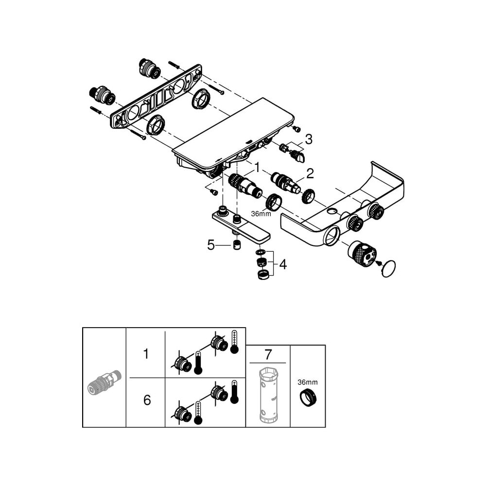 Grohe Grohtherm SmartControl Thermostat-Wannenbatterie, Wandmontage, Chrom, 34718000... GROHE-34718000 4005176457647 (Abb. 11)