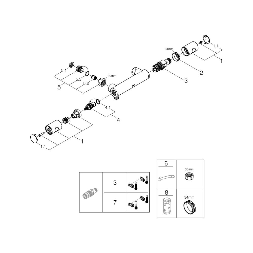 Grohe Grohtherm 800 Cosmopolitan Thermostat-Brausebatterie, Wandmontage, ohne Anschlüss... GROHE-34767000 4005176612046 (Abb. 5)