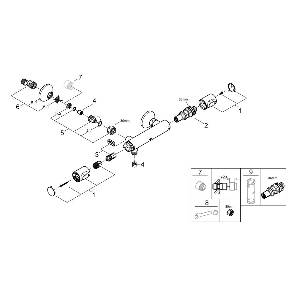 Grohe Grohtherm 500 Thermostat-Brausebatterie Wandmontage, Mattschwarz, 347932430... GROHE-347932430 4067393015901 (Abb. 4)