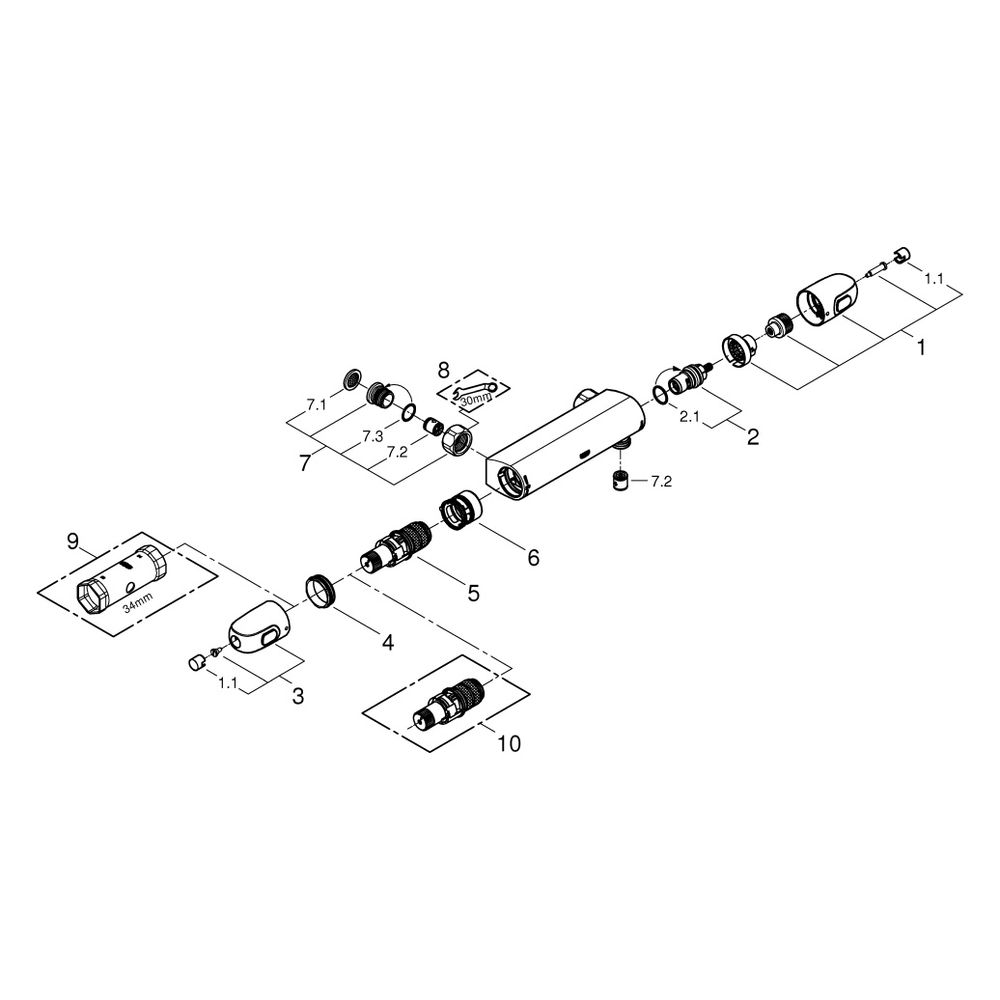 Grohe Grohtherm 1000 Thermostat-Brausebatterie, Wandmontage, ohne Anschlüsse, Chrom, 34... GROHE-34817003 4005176695759 (Abb. 5)