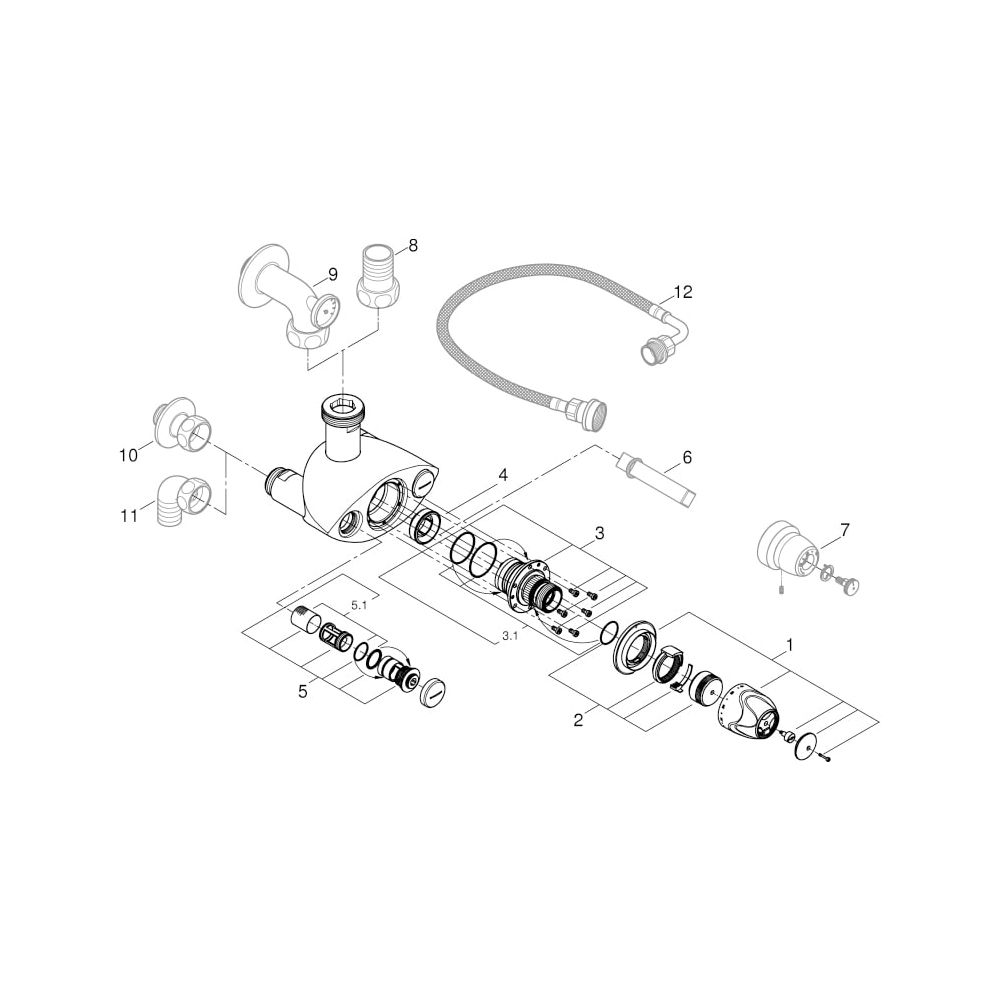 Grohe Grohtherm XL Thermostatbatterie, DN 32, Wandmontage, Einsatzbereich 9l/min bis 14... GROHE-35087000 4005176207082 (Abb. 6)