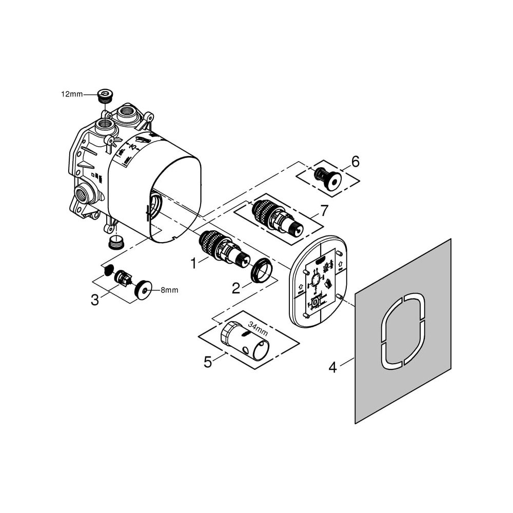 Grohe Rapido T Universal-Thermostatbatterie, Unterputz, für Fertigmontageset, Grohther... GROHE-35500000 4005176831522 (Abb. 18)