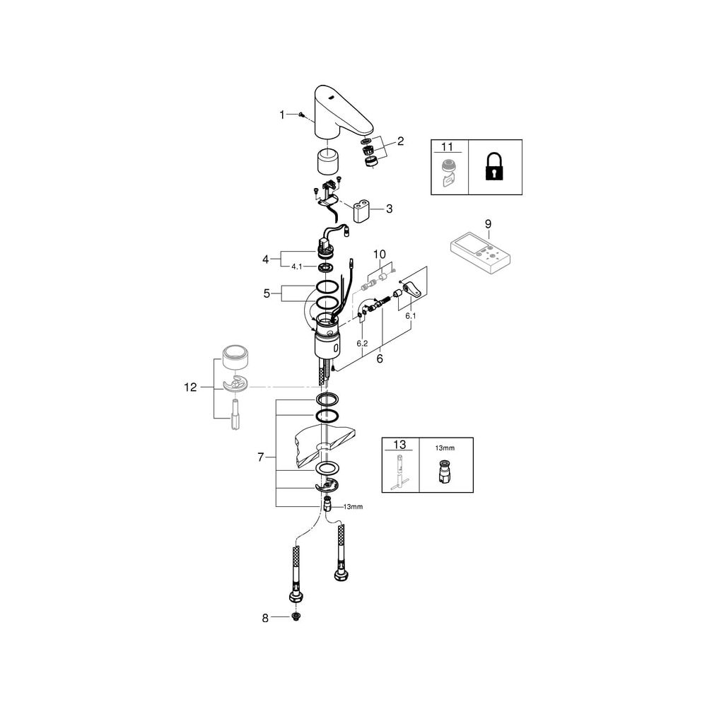 Grohe Infrarot-Elektronik für Waschtisch Europlus E, mit Mischung, mit 6V Lithium-Batte... GROHE-36207001 4005176929373 (Abb. 8)