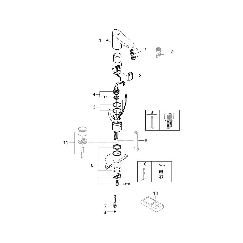 Grohe Infrarot-Elektronik für Waschtisch Europlus E, ohne Mischung, mit 6V Lithium-Batt... GROHE-36208001 4005176929380 (Abb. 5)