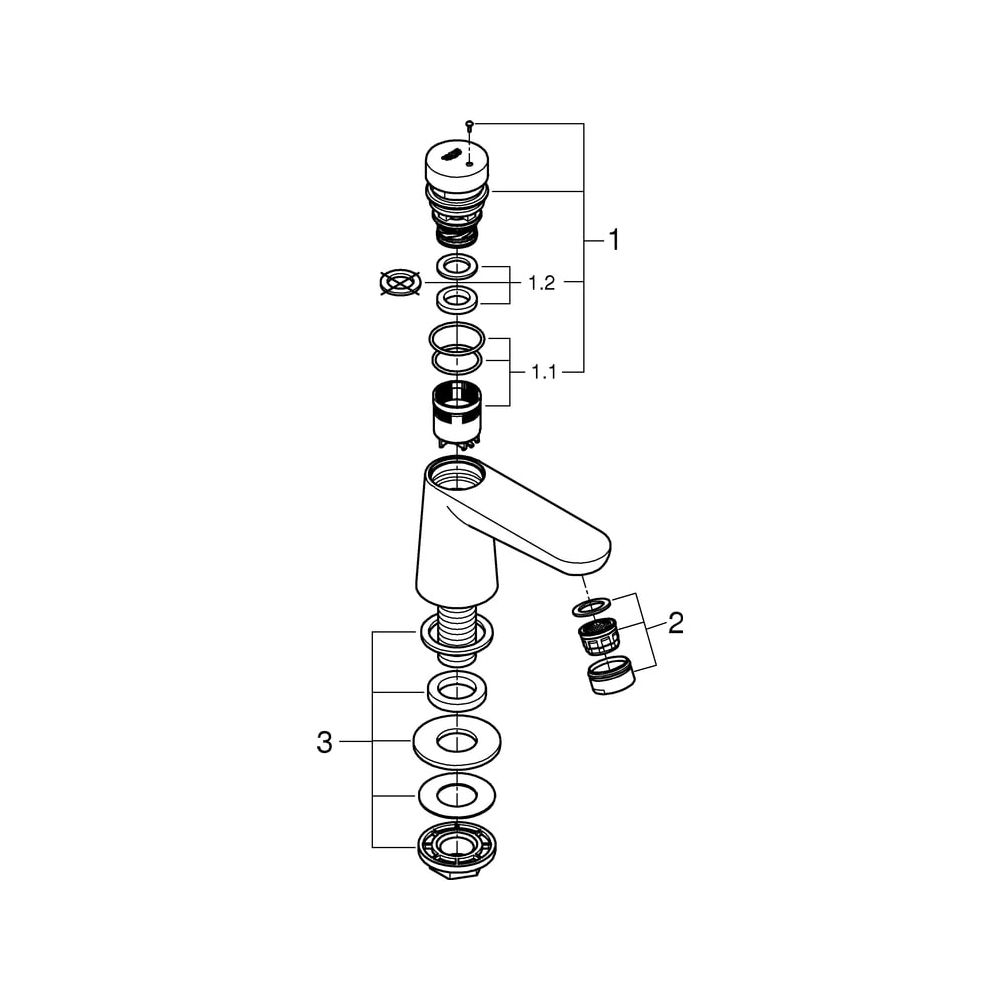 Grohe Eurosmart CT Selbstschluss-Standventil, ohne Mischung, Markierung Blau/Rot, Chrom... GROHE-36265000 4005176893131 (Abb. 9)