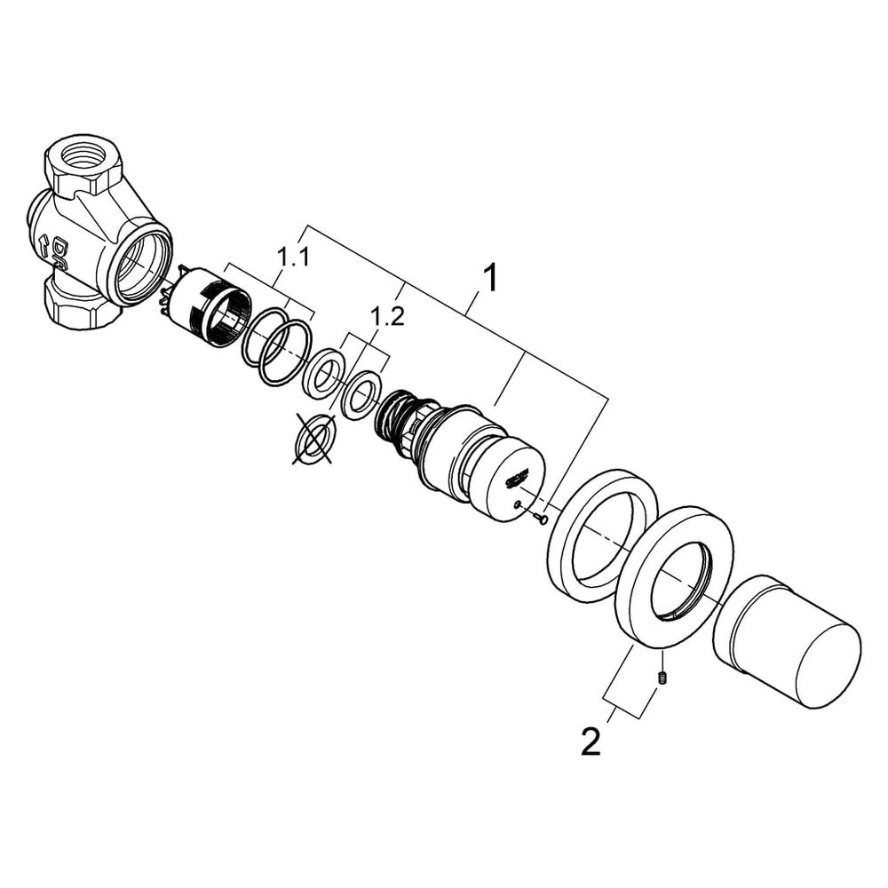Grohe Eurosmart CT Selbstschluss-Durchgangsventil, Wandeinbau, Chrom, 36268000... GROHE-36268000 4005176893162 (Abb. 5)