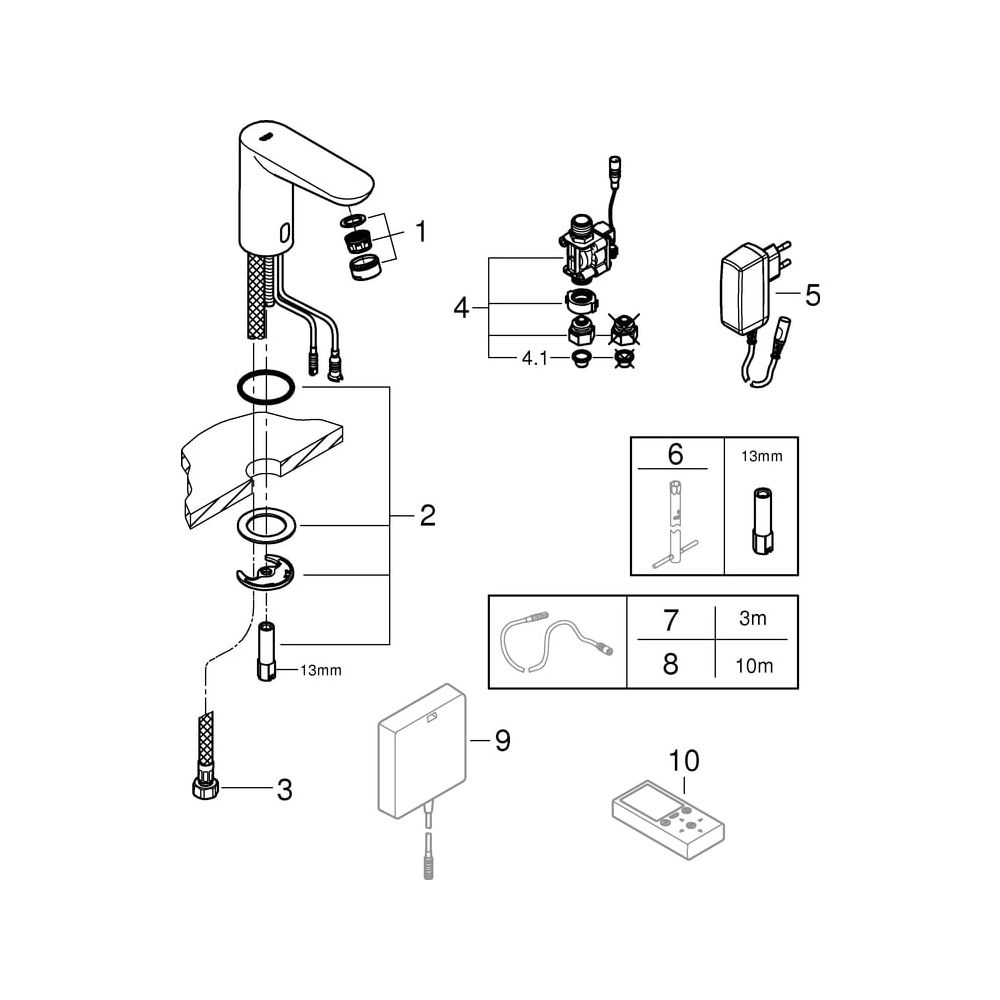 Grohe Infrarot-Elektronik für Waschtisch Eurosmart CE, DN 15, ohne Mischung, mit Stecke... GROHE-36269000 4005176893179 (Abb. 7)