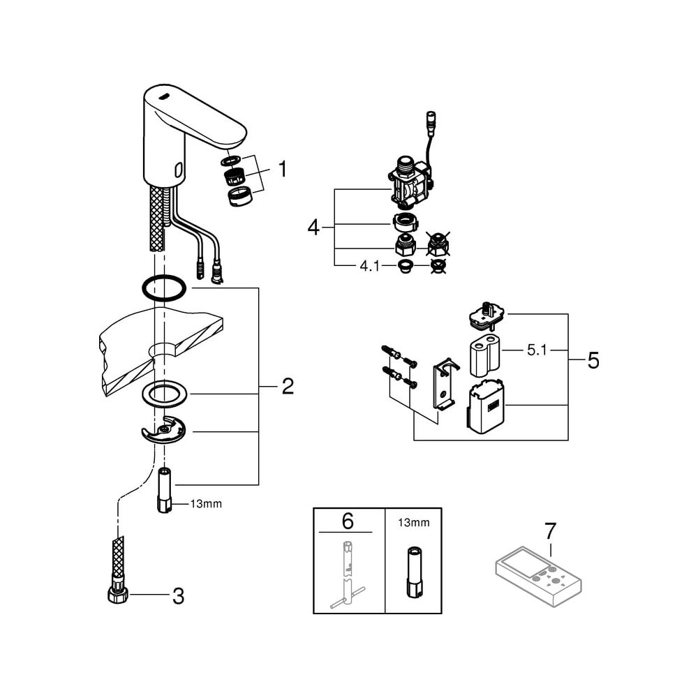 Grohe Infrarot-Elektronik für Waschtisch Eurosmart CE, DN 15, ohne Mischung, mit 6V Lit... GROHE-36271000 4005176893193 (Abb. 7)