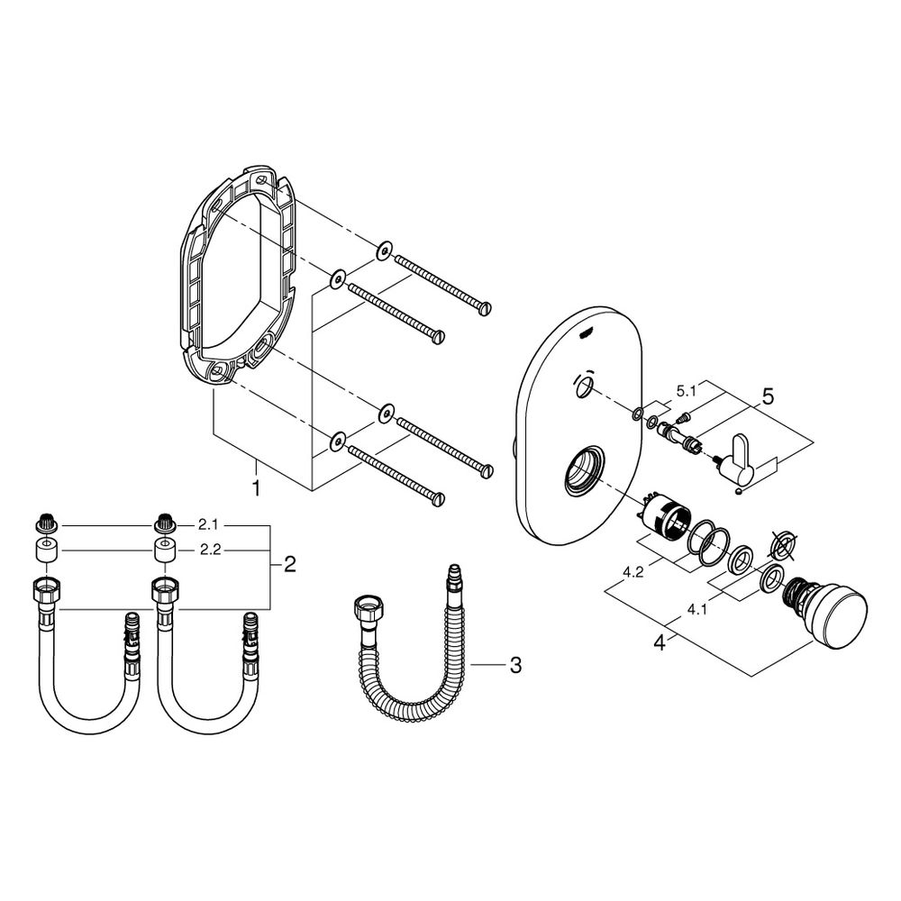 Grohe Eurosmart CT Selbstschluss-Brausebatterie, mit Mischung, Fertigmontageset für UP-... GROHE-36321000 4005176896552 (Abb. 6)