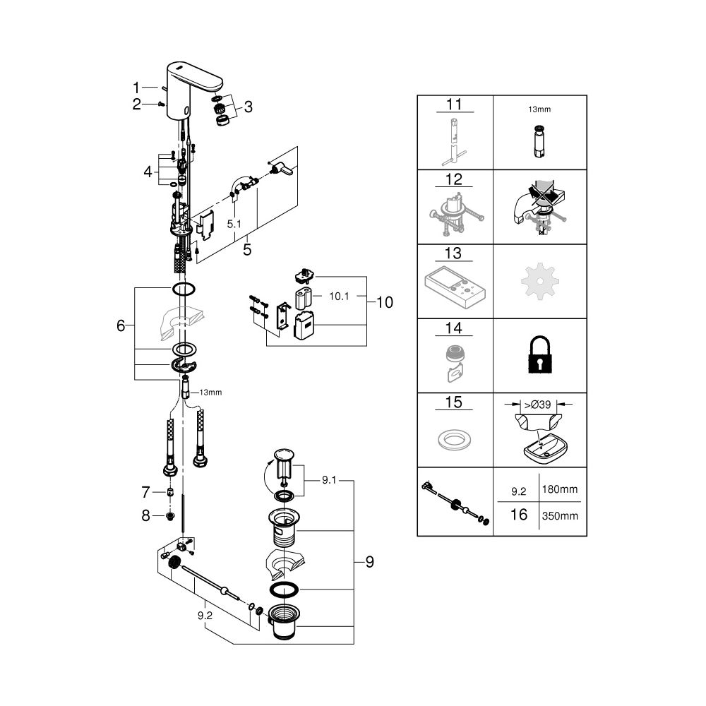 Grohe Infrarot-Elektronik für Waschtisch Eurosmart CE, Mischung, Rückflussverhinderer, ... GROHE-36331001 4005176305795 (Abb. 7)