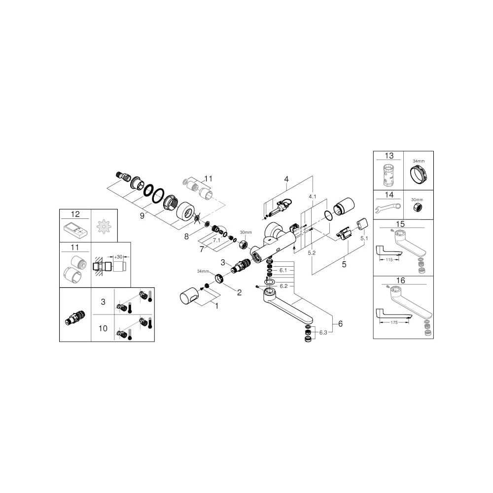 Grohe Infrarot-Elektronik für Waschtisch-Wandarmatur Eurosmart CE, Ausladung 287mm, mit... GROHE-36332000 4005176896682 (Abb. 9)