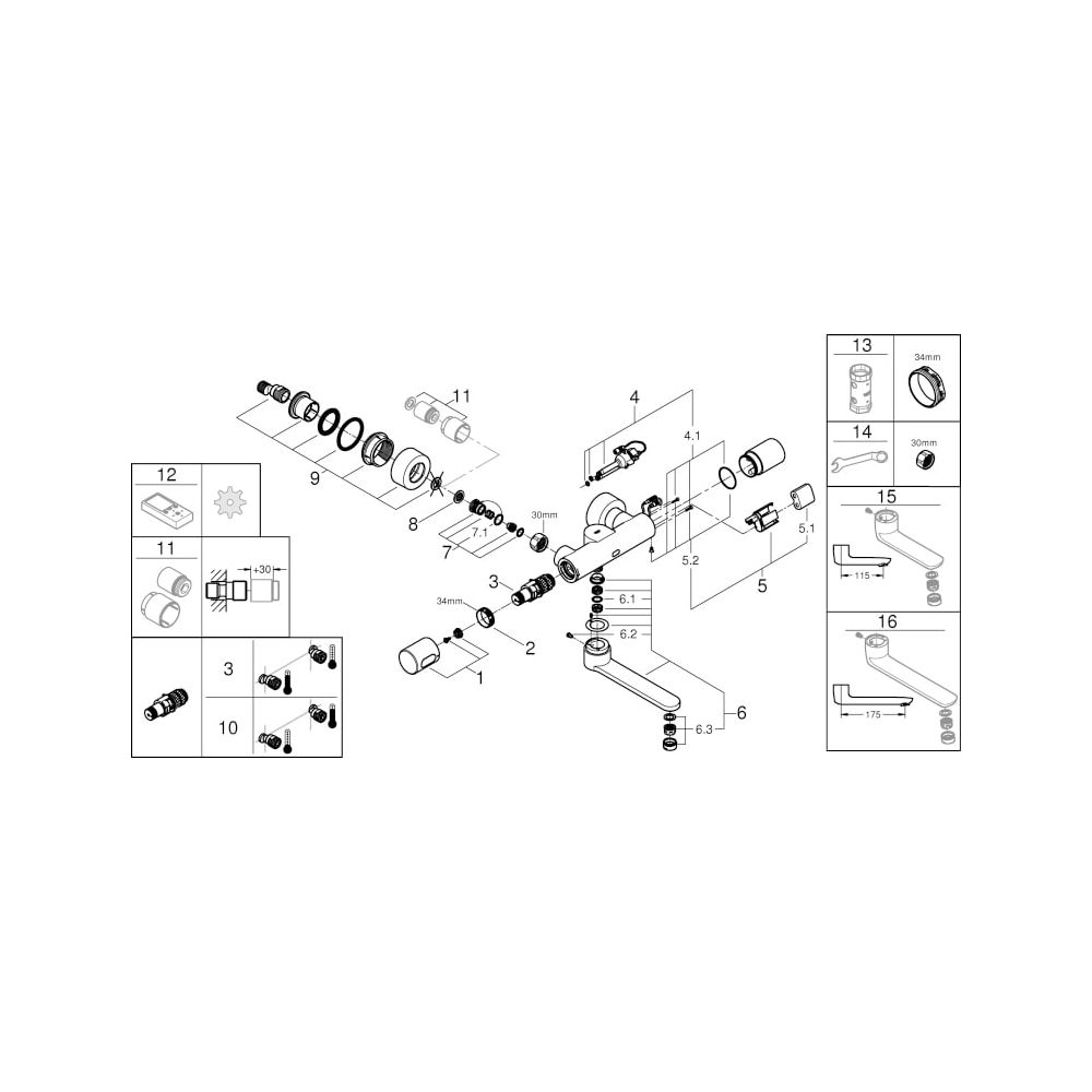 Grohe Infrarot-Elektronik für Waschtisch-Wandarmatur Eurosmart CE, Ausladung 255mm, mit... GROHE-36333000 4005176896699 (Abb. 9)