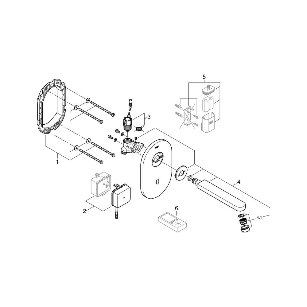 Grohe Infrarot-Elektronik für Waschtisch-Wandarmatur Eurosmart CE, Ausl. 172mm, ohne Mi... GROHE-36335SD0 4005176896712 (Abb. 5)
