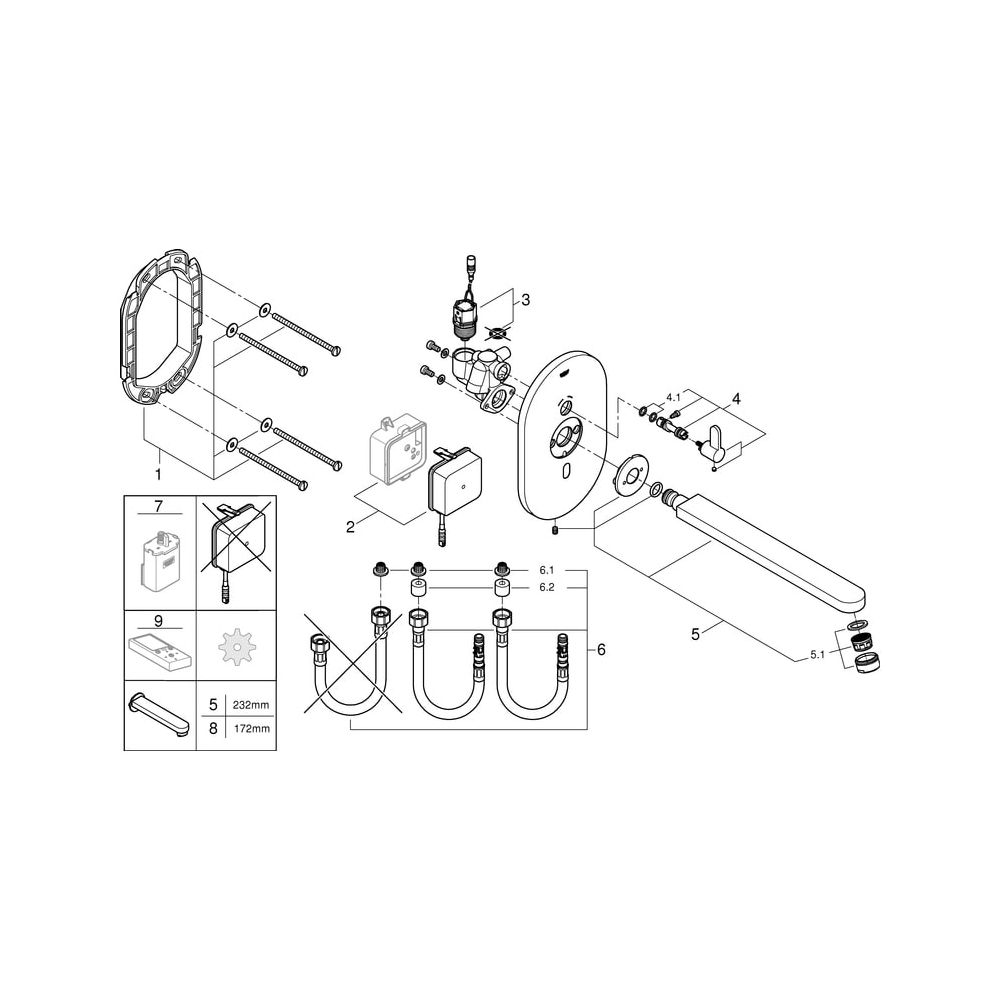 Grohe Infrarot-Elektronik für Waschtisch Eurosmart CE, Ausl. 232mm, Mischung, Fertigmon... GROHE-36376000 4005176932243 (Abb. 6)