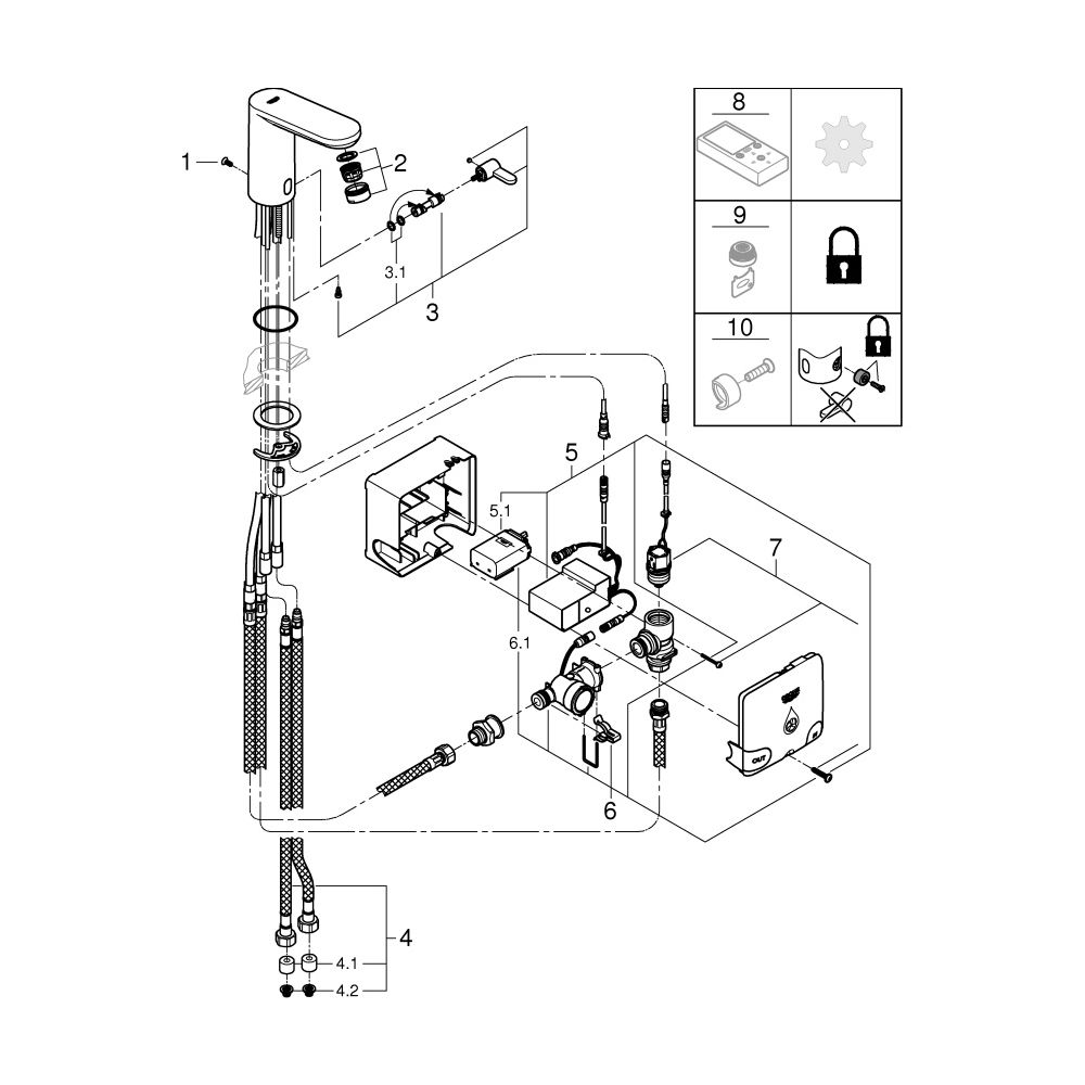 Grohe Infrarot-Elektronik für Waschtisch Powerbox Eurosmart CE, mit Mischung, variabel ... GROHE-36386001 4005176311673 (Abb. 6)