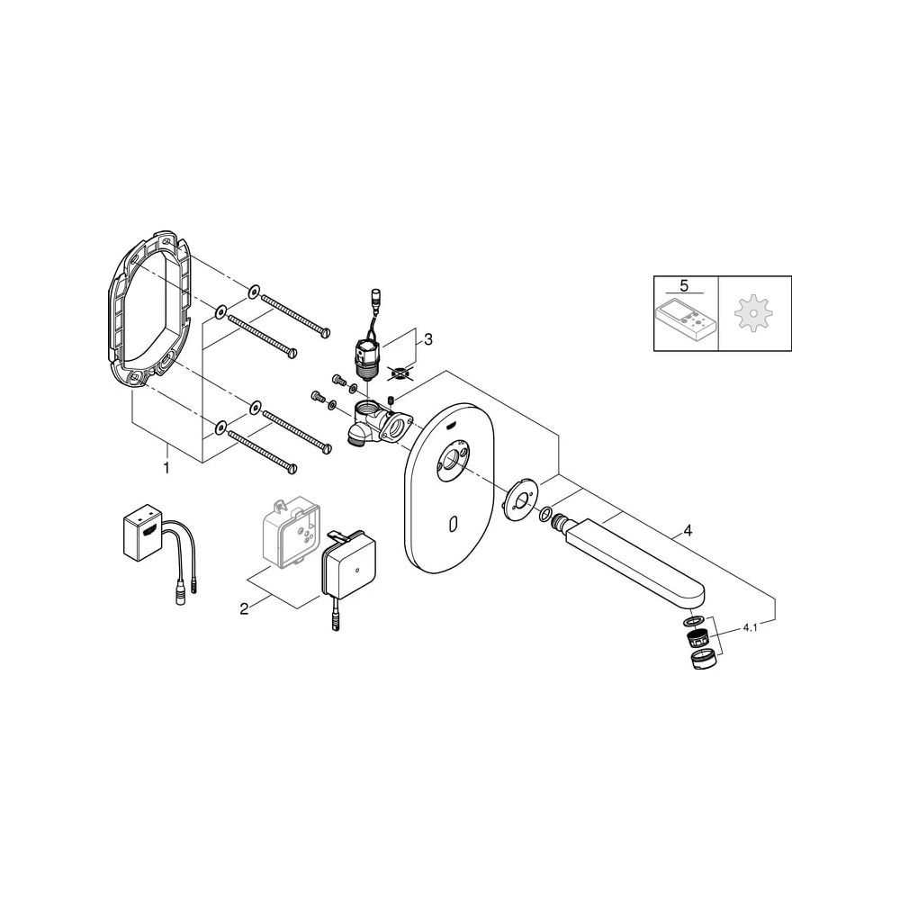 Grohe EuroPro Waschtisch-Wand-Infrarot-Elektronik CE o. Mischung Trafo Bluetooth, Chrom... GROHE-36410000 4005176320545 (Abb. 6)