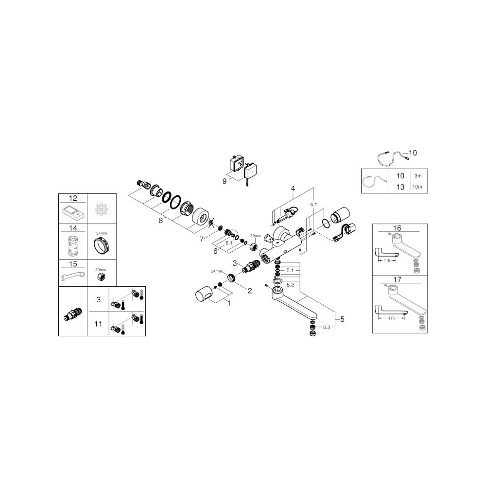 Grohe Infrarot-Elektronik für Waschtisch-Wandarmatur Eurosmart Cosmop. E Bluetooth Ther... GROHE-36414000 4005176320583 (Abb. 7)