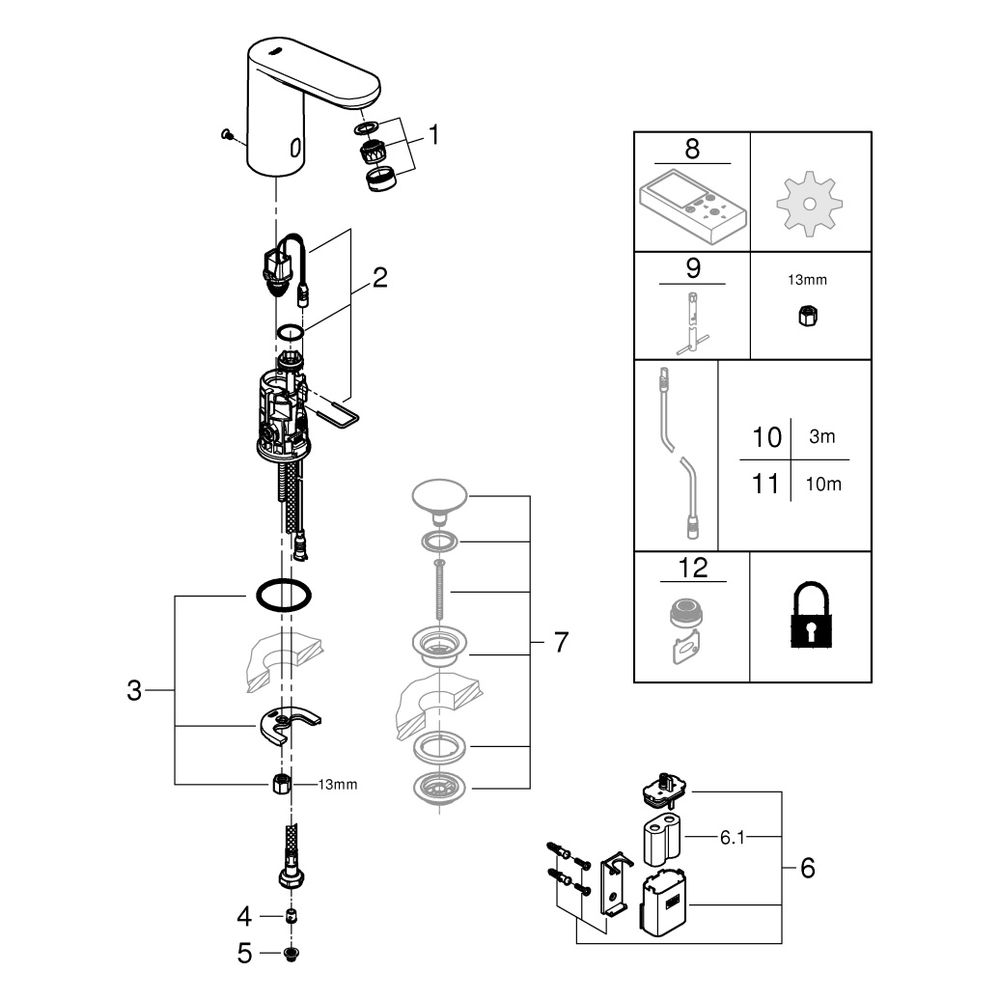 Grohe Infrarot-Elektronik für Waschtisch Eurosmart CE, M-Size, ohne Mischung, 6V Lithiu... GROHE-36439001 4005176695605 (Abb. 6)