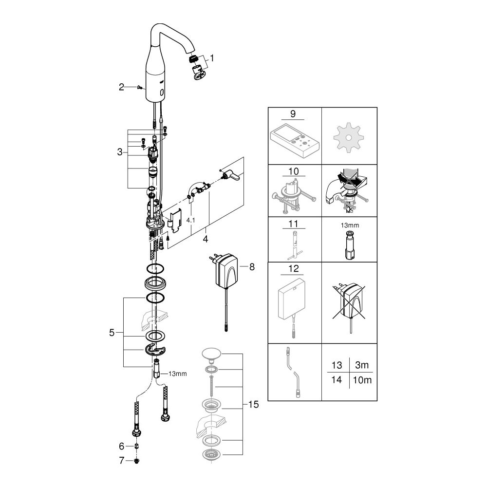 Grohe Essence Infrarot-Elektronik-Waschtischarmatur, DN 15, 230V, mit Mischung und var... GROHE-36444000 4005176415661 (Abb. 10)