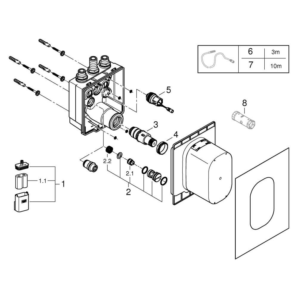Grohe Unterputzkörper Eurosmart CE für Brause, passend zu Infrarot-Fertigmontageset 36... GROHE-36458000 4005176494772 (Abb. 10)